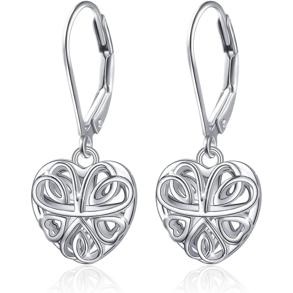 🆕Women's Interlocking Heart Sterling Silver Heart Dangle Drop Stud Earrings
